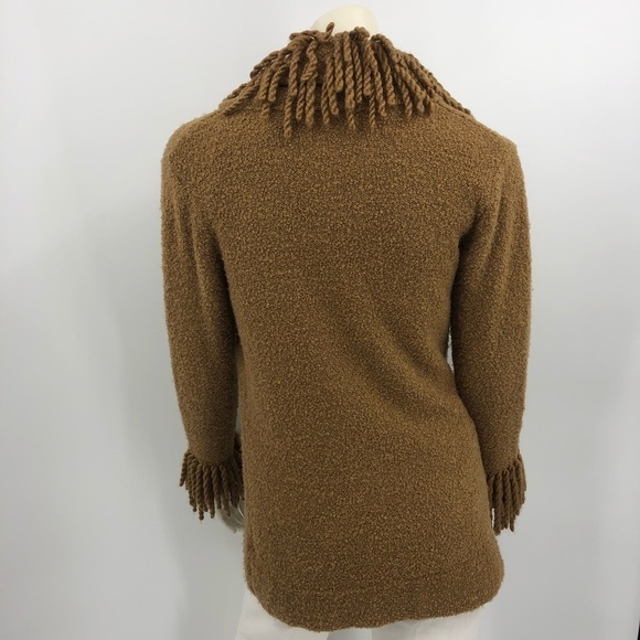 Lucidity Women’s M Cardigan Sweater Tan Fringe Wool Blend Long Sleeve RN# 75343 - Picture 12 of 13
